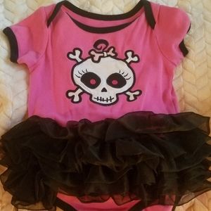 Pink skull onesie